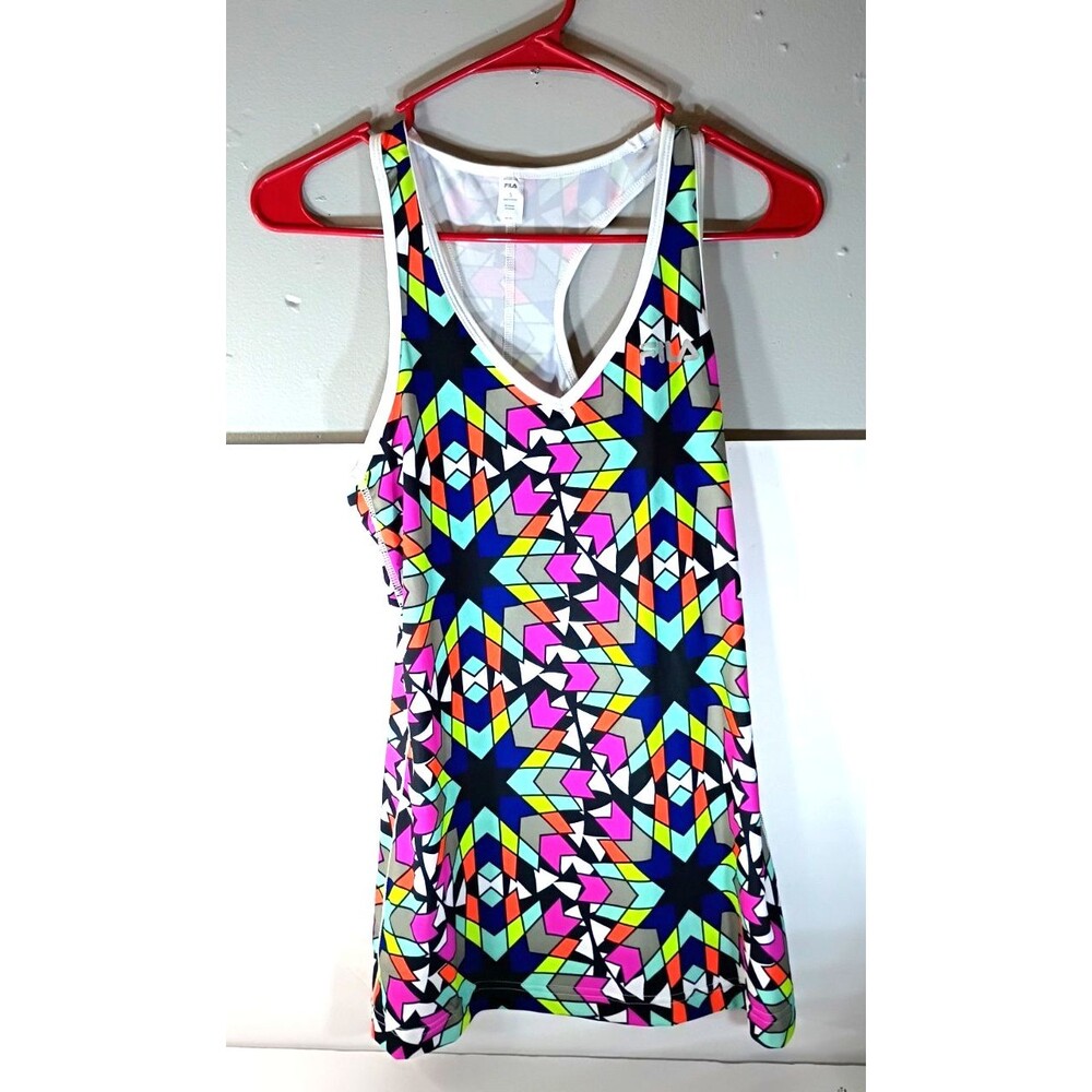 Fila Sport Women's Small Racerback Tank Top NWT Multicolor Geometric Print